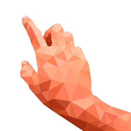 Brown polygon right hand on white background, geometric triangular vector.のイラスト素材