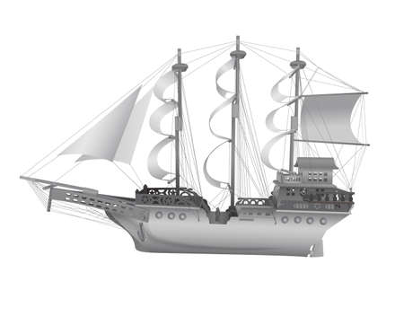 Vintage sailing ship isolated on white background, vector illustration.のイラスト素材