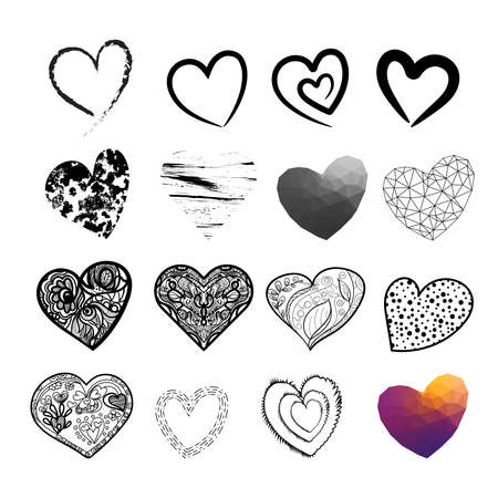 Drawing set of heart isolated on white background. vector illustration.のイラスト素材