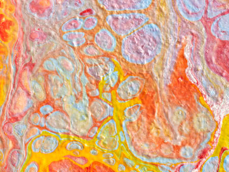 Beautiful abstract background. Pouring acrylic paint on canvas. Contemporary art.の写真素材