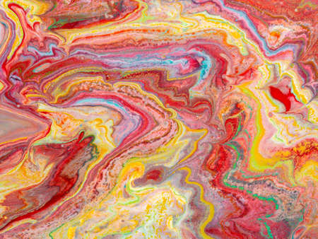 Beautiful abstract background. Pouring acrylic paint on canvas. Contemporary art.