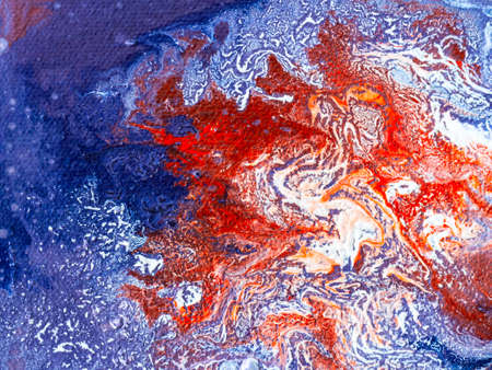 Beautiful abstract background. Pouring acrylic paint on canvas. Contemporary art.の写真素材
