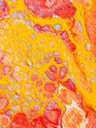 Beautiful abstract background. Pouring acrylic paint on canvas. Contemporary art.