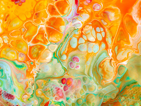 Beautiful abstract background. Pouring acrylic paint on canvas. Contemporary art.の写真素材