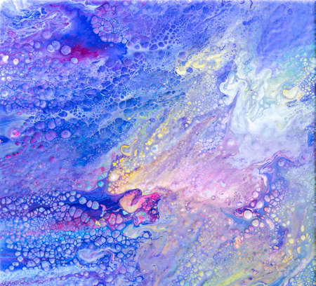 Beautiful abstract background. Pouring acrylic paint on canvas. Contemporary art.の写真素材