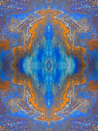 Beautiful abstract background. Pouring acrylic paint on canvas. Contemporary art.