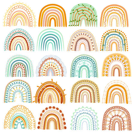 Boho rainbow bundle design, vectorのイラスト素材