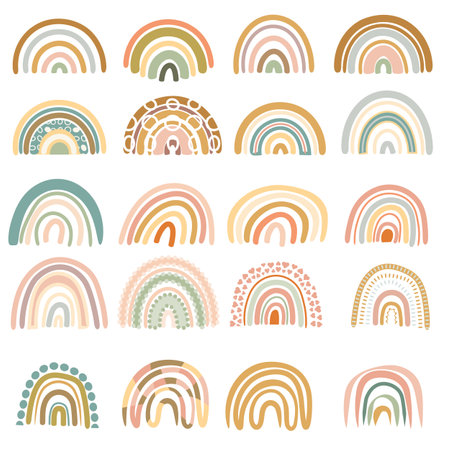 Boho rainbow bundle design, vectorのイラスト素材