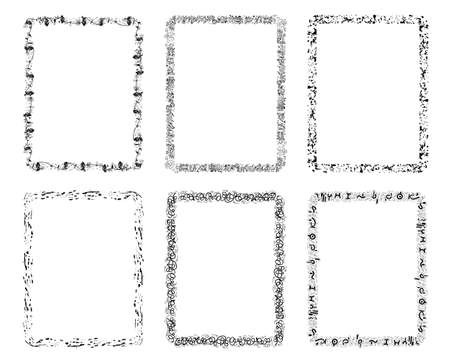 Freehand line, Doodle borders clipart, various shapes of doodle style, Decorative elements, Teacher clipart, Whimsical Borders for Patterned Frames.のイラスト素材