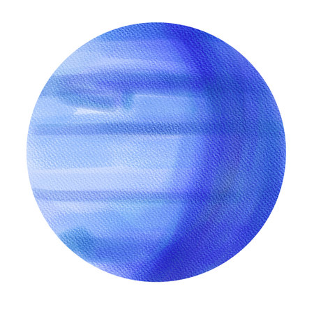 Watercolor planet Uranus, illustrationの写真素材