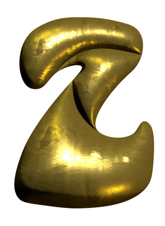 Shiny gold balloon metallic letter Z capital, 3D clipartの写真素材