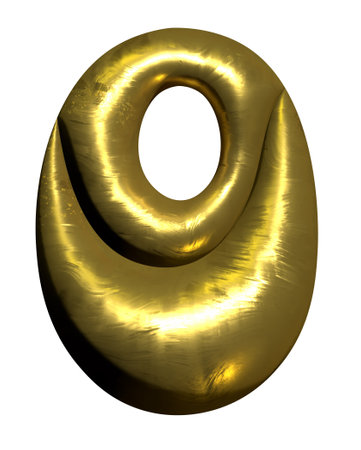 Shiny gold balloon metallic letter O capital, 3D clipartの写真素材