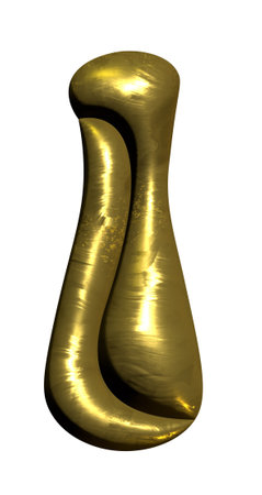 Shiny gold balloon metallic letter A capital, 3D clipartの写真素材