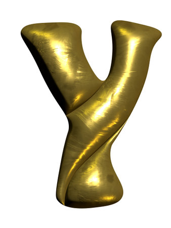 Shiny gold balloon metallic letter Y capital, 3D clipartの写真素材