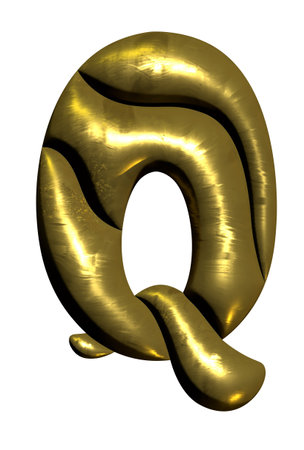 Shiny gold balloon metallic letter Q capital, 3D clipartの写真素材