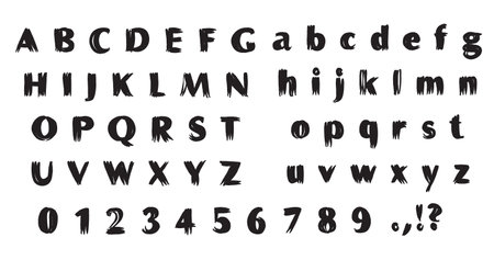 Thick, bold, burr and expressive handwritten display alphabet that exudes a sense of strength and confidence, vector illustration.のイラスト素材