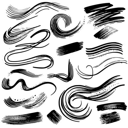 Paint brush stroke set, brush stroke abstract shapes, Vector black paint, ink brush stroke, brush, line or texture..のイラスト素材