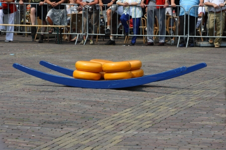 Alkmaar, Netherlands  July 27th 2012: The weekly cheese market.のeditorial素材