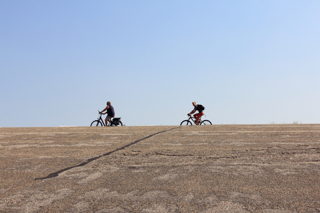 The Netherlands August 22, 2015: Some cyclists at a ride in the natureのeditorial素材
