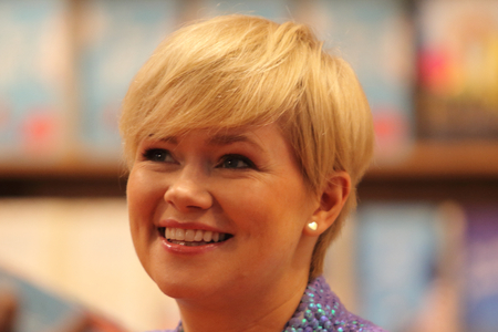 Frankfurt, Germany October 14, 2017: Cecelia Ahern, an Irish novelist, signed at the book fairのeditorial素材