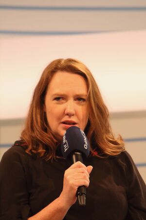 Frankfurt, Germany October 14, 2017: Paula Hawkins (born 26 August 1972)  a Zimbabwe-born British author, at the Book Fair in Frankfurtのeditorial素材