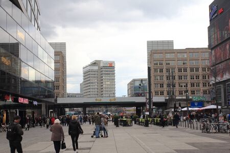 Berlin, Germany April 5, 2018: Alexanderplatz is a large public square and transport hub in the...