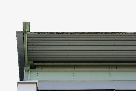 Partial view of a covered up with sheet metal factoryの写真素材