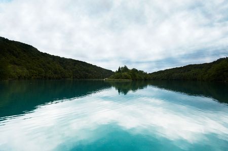 nice lake in the forest の写真素材