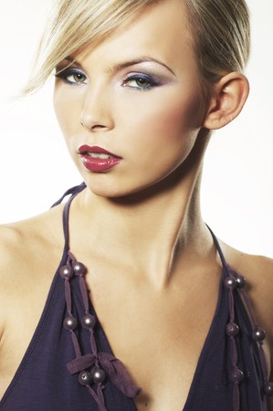 Hot fashion model posing on white background の写真素材