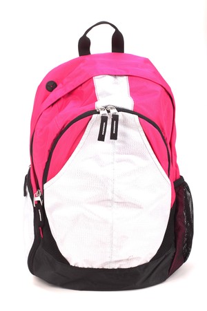 Multicolored backpack. Isolated on white.の写真素材