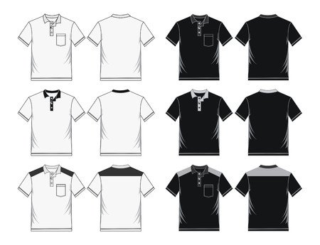 Men's Shirt design set black white vector.のイラスト素材