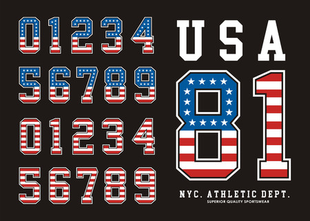 Athletic Sports set Number flag american.のイラスト素材