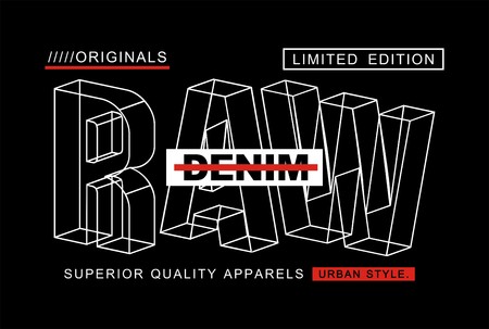 Denim typography design for t shirt print. Vector image illustrationのイラスト素材