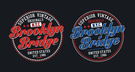 Brooklyn bridge, for t-shirt design. Tee shirt typography graphics, vector.のイラスト素材