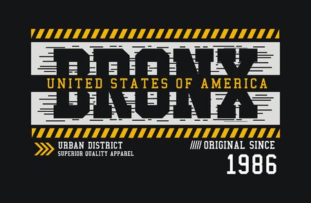 Bronx, USA for t-shirt design. Tee shirt typography graphics, vector.のイラスト素材