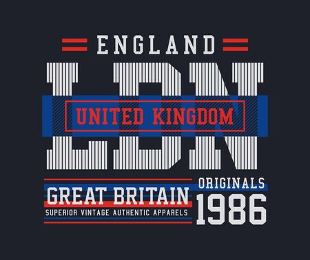 England, United Kingdom, stylish t-shirt and apparel trendy design, typography, print, vector illustration.のイラスト素材