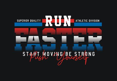 Athletic run Faster, t-shirt and apparel design, typography, print, poster. vectorのイラスト素材