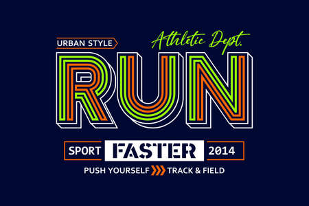 Typography design athletic run faster vector illustration, for manual t-shirt screen printing and other uses, because the colors can be separated easilyのイラスト素材