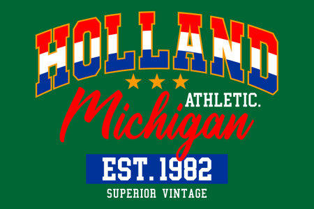 Holland Michigan, urban sports. Vintage college design typography for t-shirt printのイラスト素材