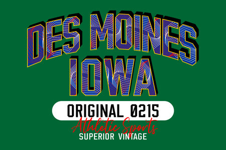 Des Moines Iowa. Urban sports  Vintage college design typography for t-shirt printのイラスト素材