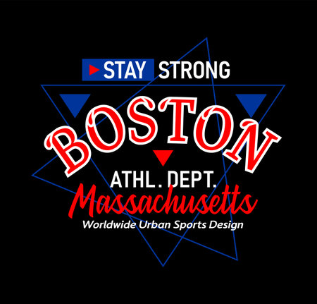 Boston Massachusetts  triangel striped urban sports typeface, typography, for t-shirt, posters, labels, etc.のイラスト素材