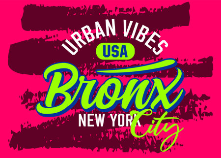 Bronx New York City urban vibes typeface vintage college,typography, for t-shirt, posters, labels, etc.のイラスト素材