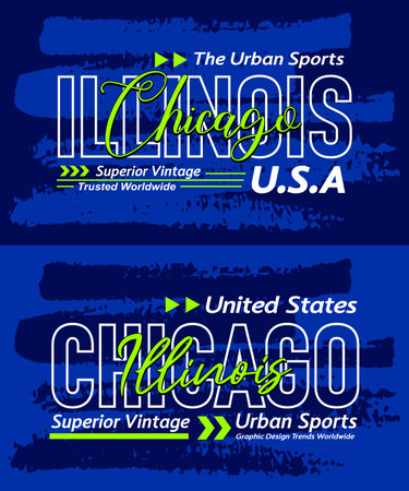 Chicago Illinois urban calligraphy typeface grunge superior vintage, graphic design, slogan t-shirt, typography, vector illustration, for print on t shirts etc.のイラスト素材