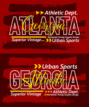 Atlanta Georgia urban calligraphy typeface grunge superior vintage, graphic design, slogan t-shirt, typography, vector illustration, for print on t shirts etc.のイラスト素材