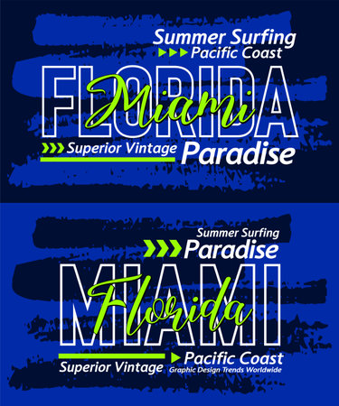 Florida Miami urban calligraphy typeface grunge superior vintage, graphic design, slogan t-shirt, typography, vector illustration, for print on t shirts etc.のイラスト素材
