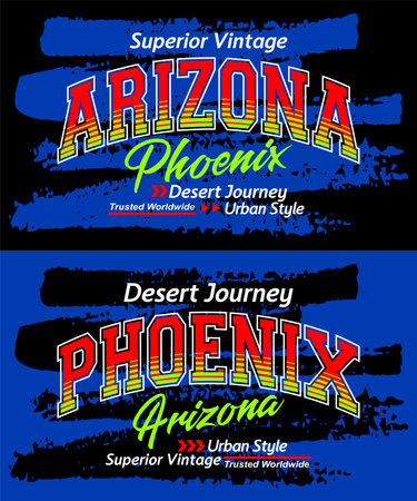 Arizona Phoenix typeface grunge vintage college, graphic design, slogan t-shirt, typography, vector illustration, for print on t shirts etc.のイラスト素材
