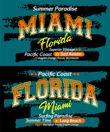 Florida Miami typeface grunge vintage college, graphic design, slogan t-shirt, typography, vector illustration, for print on t shirts etc.のイラスト素材