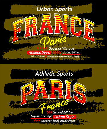 France Paris typeface grunge vintage college, graphic design, slogan t-shirt, typography, vector illustration, for print on t shirts etc.のイラスト素材