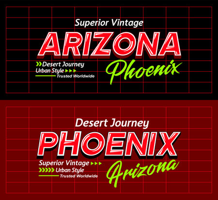 Arizona Phoenix urban modern sports typeface superior vintage, typography, graphic design, slogan t-shirt, typography, vector illustration, for print on t shirts etc.のイラスト素材