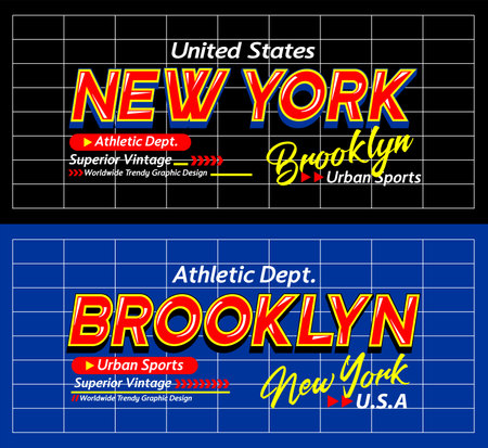 Brooklyn New York urban modern sports typeface superior vintage, graphic design, slogan t-shirt, typography, vector illustration, for print on t shirts etc.のイラスト素材